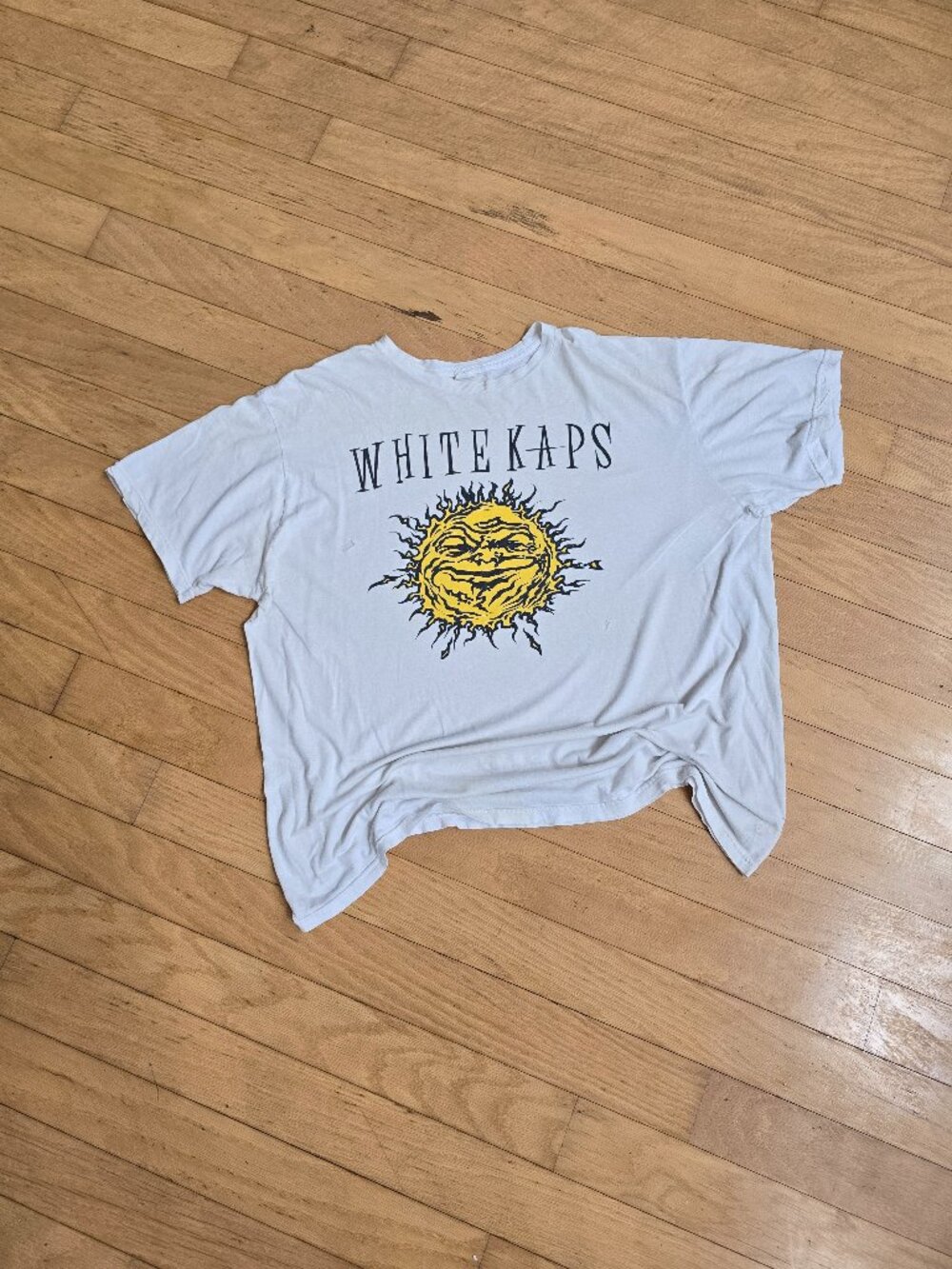 vintage 90s | White Kaps punk band white single stitch band t-shirt | MENS 2XL